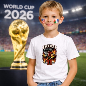 Tricou Jeremy Doku Belgium World Cup Fifa 2026, din bumbac 100%, tricou alb, Copii | Dama | Barbat - Img 5