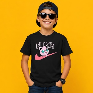 Tricou Jigglypuff Roz Estetic Logo Urban Girl Streetwear, din bumbac 100%, tricou negru, Copii | Dama | Barbat - Img 3