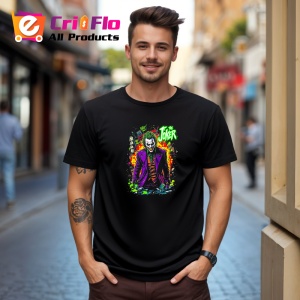 Tricou Joker in picioare culori stil comic, Copii | Dama | Barbat , tricou negru