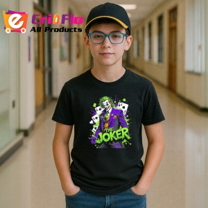Tricou Joker pozitie dinamica verde neon, Copii | Dama | Barbat , tricou negru - Img 6