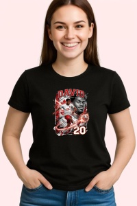 Tricou Jonathan David Canada Atacant Fotbal, din bumbac 100%, tricou negru Copii | Dama | Barbat - Img 3