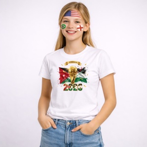 Tricou Jordan World Cup 2026 Fifa V2, din bumbac 100%, tricou alb, Copii | Dama | Barbat