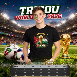 Tricou Jordan World Cup 2026 Fifa V2, din bumbac 100%, tricou negru, Copii | Dama | Barbat - Img 6