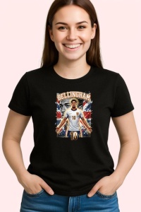 Tricou Jude Bellingham Anglia Star Fotbal, din bumbac 100%, tricou negru Copii | Dama | Barbat - Img 1