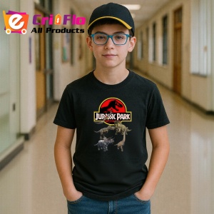 Tricou Jurassic Park dinozauri animati intr un parc tematic cu peripetii, Copii | Dama | Barbat , tricou negru