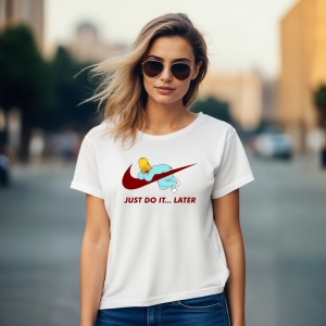 Tricou Just Do It ... Later Simson Tricou Alb - Copii | Dama | Barbat - Img 9
