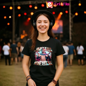 Tricou Justin Bieber - Shirtless Portrait, muzica Hip-Hop / Trap, Dama | Barbat | Copii, Culoare Negru - Img 5