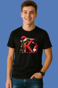 Tricou K Litere Craciun Cu Spiridus Si Caciula Mos, din bumbac 100% Copii | Dama | Barbat - Img 3