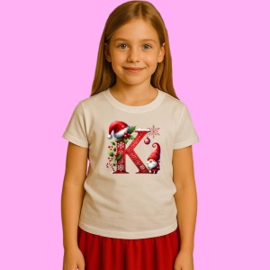 Tricou K Litere Craciun Cu Spiridus Si Caciula Mos, din bumbac 100% Copii | Dama | Barbat - Img 3