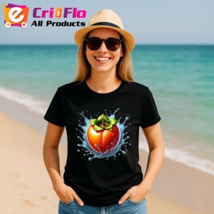 Tricou Kaki si stropi tropicali, Fructe, Copii | Dama, culoare negru - Img 11