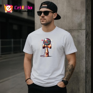 Tricou Kendama japoneza premium cu valuri si stil traditional, din bumbac 100%, tricou alb, Copii | Dama | Barbat - Img 3