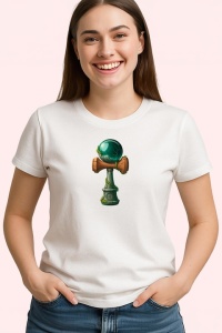 Tricou Kendama verde mistic cu detalii sculptate, din bumbac 100%, tricou alb, Copii | Dama | Barbat - Img 2