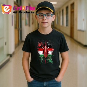 Tricou Kenya Steag Splash Art, Copii | Dama | Barbat, culoare negru - Img 9