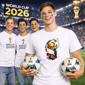 Tricou Korea World Cup Fifa 2026, din bumbac 100%, tricou alb, Copii | Dama | Barbat - Img 7