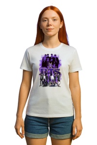 Tricou KPOP dama cu trupa formatia BTS 9 , music Coreean 186 - Img 3