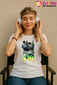 Tricou KPOP dama cu trupa formatia EXO 2 , music Coreean 207