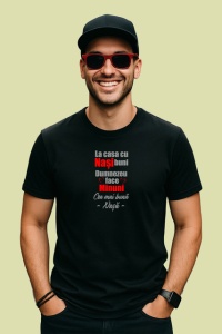 Tricou La Casa Cu Nasi Buni Dumnezeu Face Minuni V2 Color, din bumbac 100%, tricou negru Dama | Barbat - Img 2
