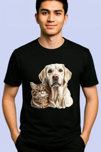 Tricou Labrador Retriever si pisica tabby prieteni adorabili Copii | Dama | Barbat Barbat - Img 4