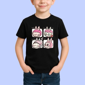 Tricou Labubu cutie duo, Unisex Dama si Barbat | Copii, Culoare Negru - Img 2