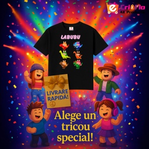 Tricou Labubu dino, Unisex Dama si Barbat | Copii, Culoare Negru - Img 11