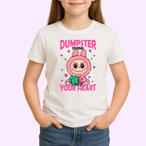 Tricou Labubu dumpster roz, Unisex Dama si Barbat | Copii