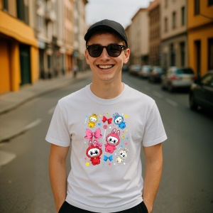 Tricou Labubu fete colorate, Unisex Dama si Barbat | Copii - Img 9