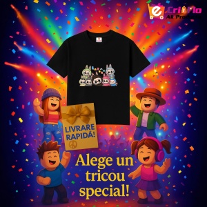 Tricou Labubu gasca completa, Unisex Dama si Barbat | Copii, Culoare Negru - Img 6