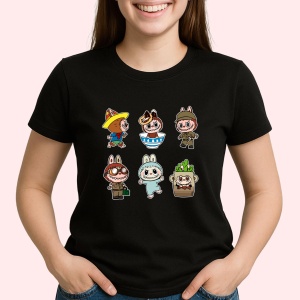 Tricou Labubu gasca jocuri, Unisex Dama si Barbat | Copii, Culoare Negru