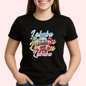 Tricou Labubu Labubu burger, Unisex Dama si Barbat | Copii, Culoare Negru