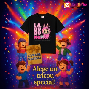 Tricou Labubu mama cu text, Unisex Dama si Barbat | Copii, Culoare Negru - Img 6
