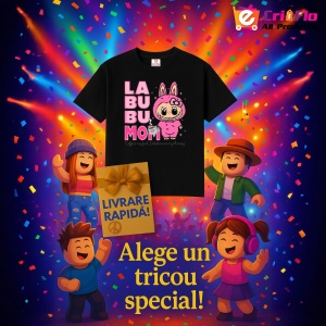Tricou Labubu mama cu text, Unisex Dama si Barbat | Copii, Culoare Negru - Img 11