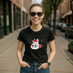 Tricou Labubu mos culcat, Unisex Dama si Barbat | Copii, Culoare Negru - Img 5