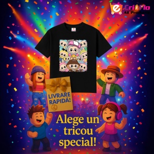 Tricou Labubu multiplu party, Unisex Dama si Barbat | Copii, Culoare Negru - Img 6