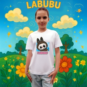 Tricou Labubu negru clasic, Unisex Dama si Barbat | Copii - Img 3