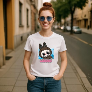 Tricou Labubu negru clasic, Unisex Dama si Barbat | Copii - Img 8