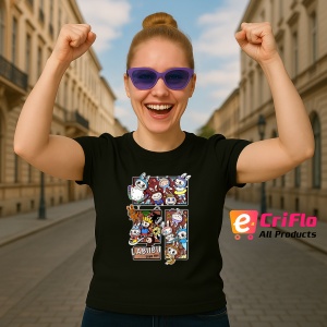 Tricou Labubu poveste comic, Unisex Dama si Barbat | Copii, Culoare Negru - Img 3