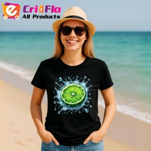 Tricou Lamaie verde si explozie lichida, Fructe, Copii | Dama, culoare negru - Img 11