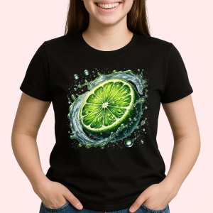 Tricou Lamaie verde si stropi intensi, Fructe, Copii | Dama, culoare negru - Img 2