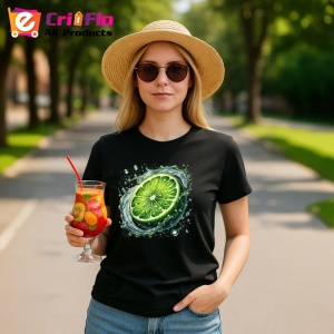 Tricou Lamaie verde si stropi intensi, Fructe, Copii | Dama, culoare negru - Img 9