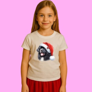 Tricou Landseer Craciun Portret, din bumbac 100%, tricou alb, Copii | Dama | Barbat