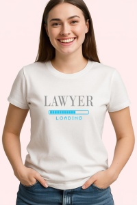 Tricou Lawyer Loading Bara Incarcare Albastra Avocat, din bumbac 100% , tricou alb pentru Dama - Img 2