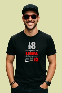 Tricou Legal La 18 Funny, din bumbac 100%, tricou negru, Dama | Barbat - Img 2