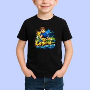 Tricou Legend In Warm Ups Copil Fotbalist V1, din bumbac 100%, tricou negru Copii | Dama | Barbat - Img 2
