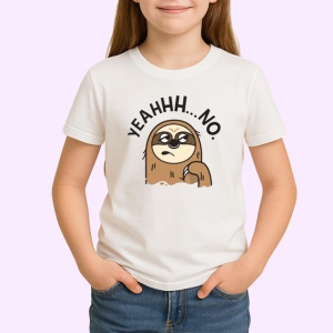 Tricou Lene╚Ö Amuzant Mesaj Yeah No, din bumbac 100% , tricou alb pentru Copii | Dama | Barbat - Img 2
