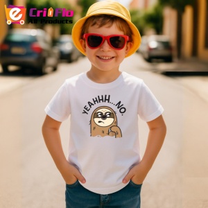 Tricou Lene╚Ö Amuzant Mesaj Yeah No, din bumbac 100% , tricou alb pentru Copii | Dama | Barbat - Img 4