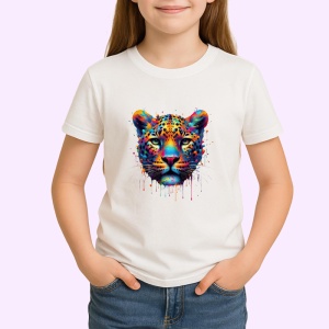 Tricou Leopard realist in culori vibrante pop art Copii | Dama | Barbat - Img 4