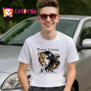 Tricou Leopard si femeie eleganta mesaj strong woman raise strong women Copii | Dama | Barbat Barbat - Img 9