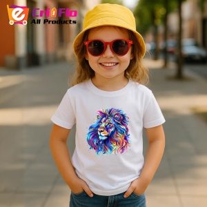 Tricou Leu curcubeu cu detalii aurii si fundal alb Copii | Dama | Barbat - Img 11