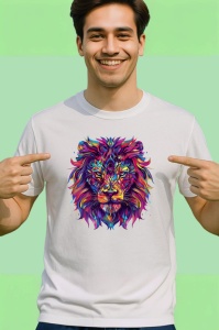 Tricou Leu in stil graffiti cu fundal alb Copii | Dama | Barbat - Img 2