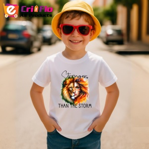 Tricou Leu si femeie curajoasa mesaj inspirational stronger than the storm Copii | Dama | Barbat Barbat - Img 14